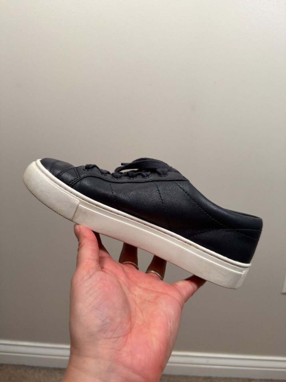 Tory Burch Amalia Sneaker Shoe Size 6M Leather Navy Blue Low Top Lace Up - Picture 8 of 12